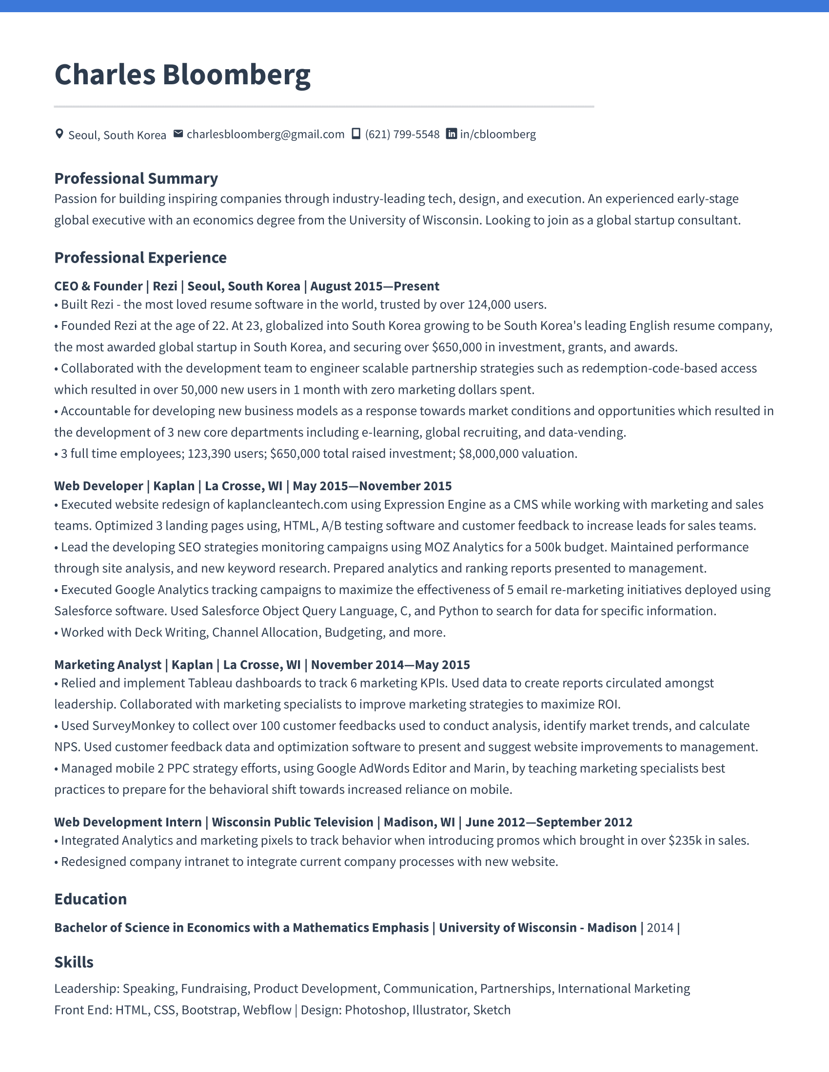 Bold resume template example