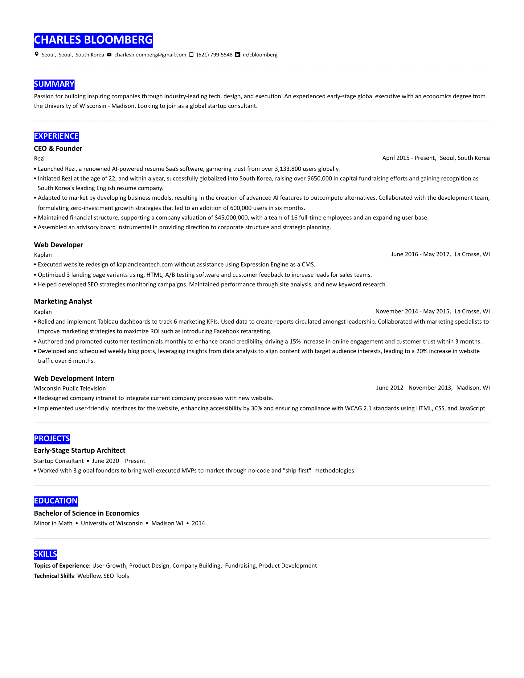 Highlight resume template example